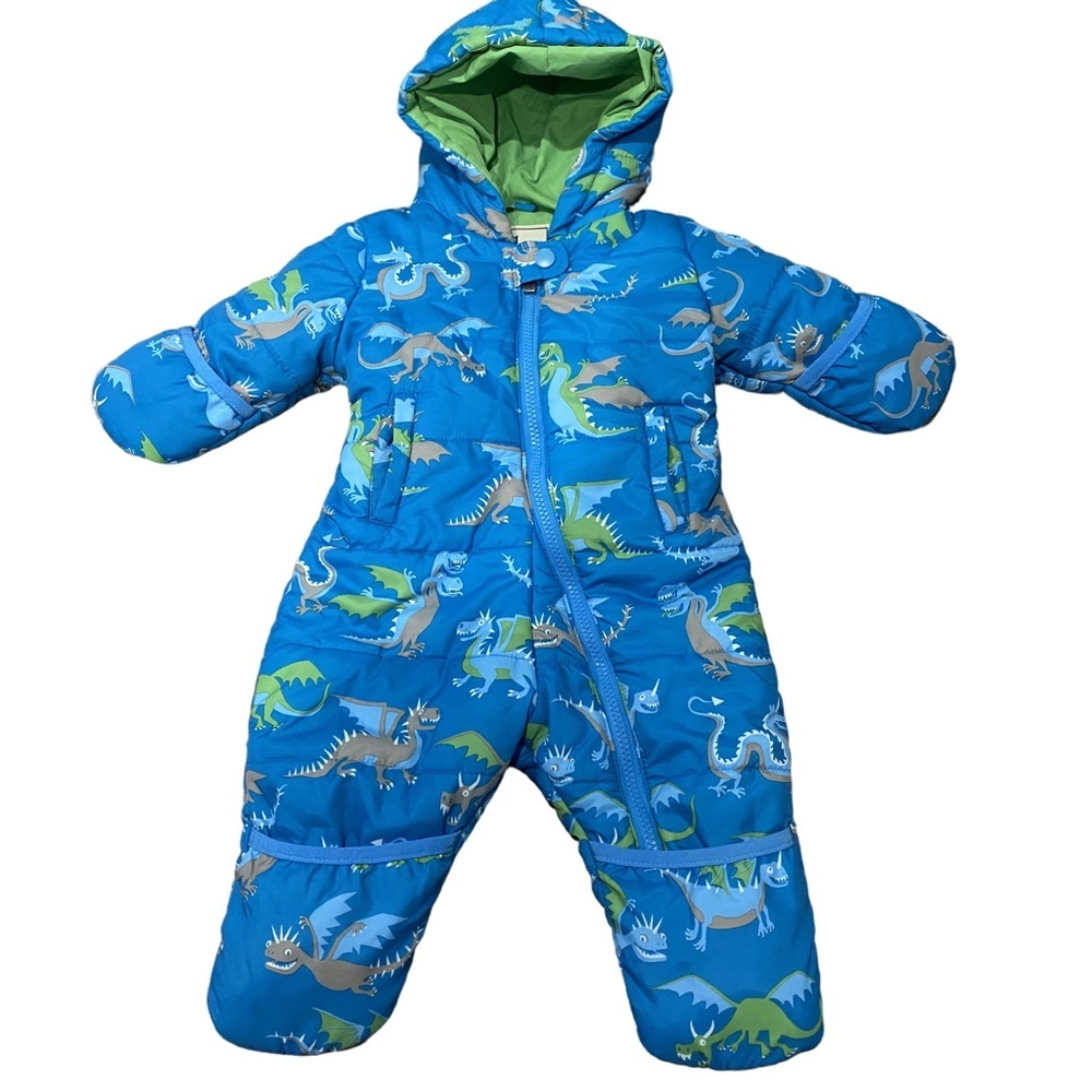 Hatley Infant Snowsuit Baby Boy 6-12 months Dragon Dinosaur Snow One Piece